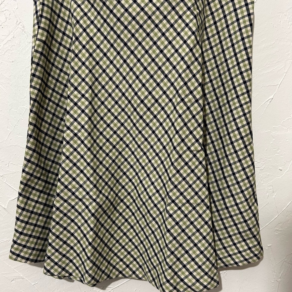 Modcloth Princess Highway Plaid Sleeveless Green Black Skater Dress Sz 8 Medium — image 7 of 8